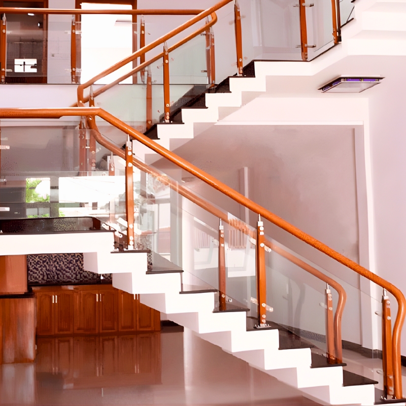 cầu thang nhôm kính